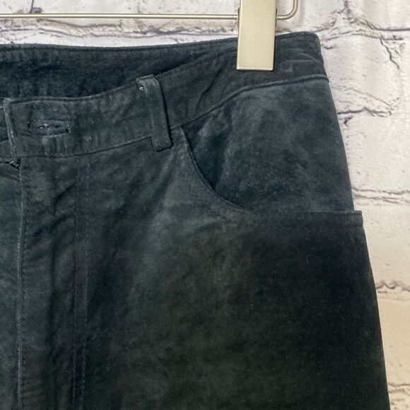 Brandon Thomas Suede Leather Straight Leg Lined Pants Black Size 6‎ - Picture 7 of 12